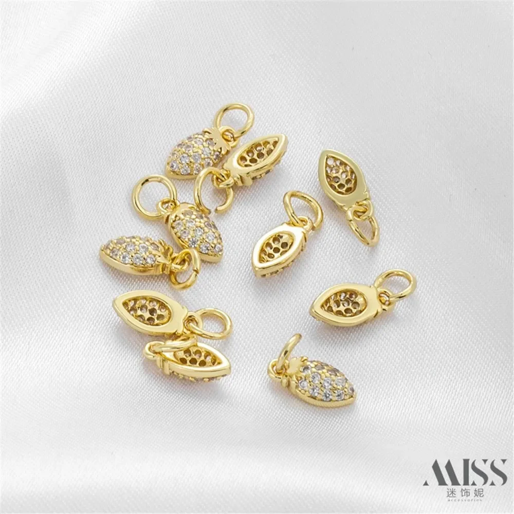 14K Bag Gold Inlaid Zircon Strawberry Pendant DIY Accessories Color Retention Charm Pendant Handmade Jewelry Material