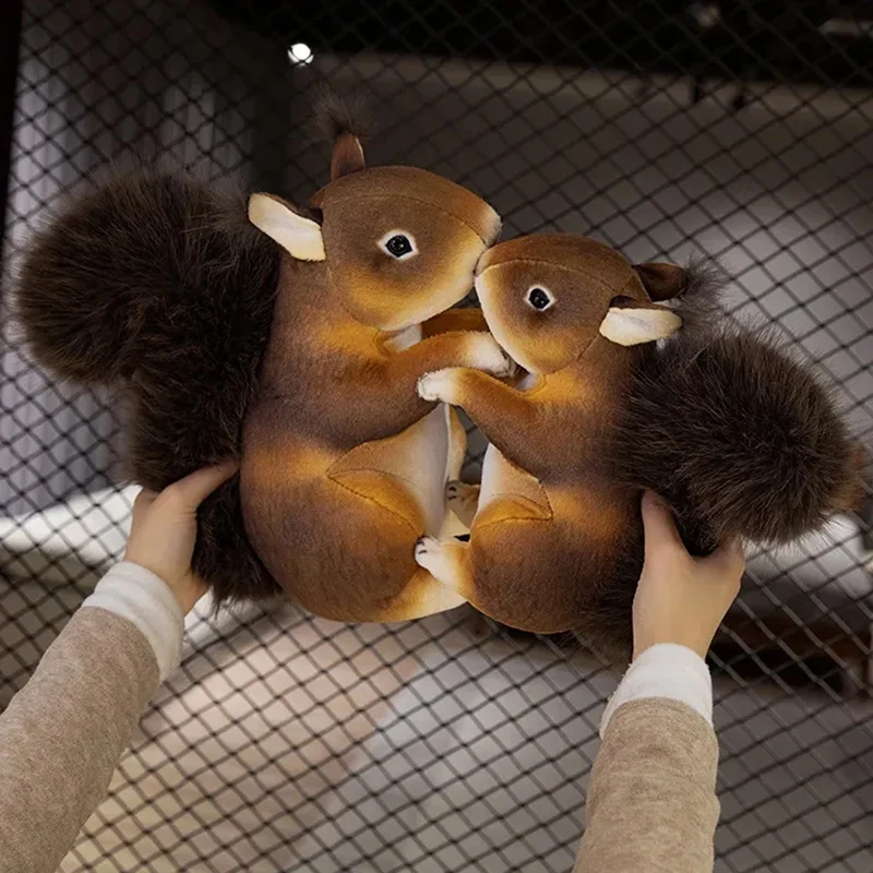 Simulación de juguete de peluche de ardilla, muñeco de Animal de dibujos animados suave, decoración del hogar, regalo de cumpleaños, 21cm-SPMI
