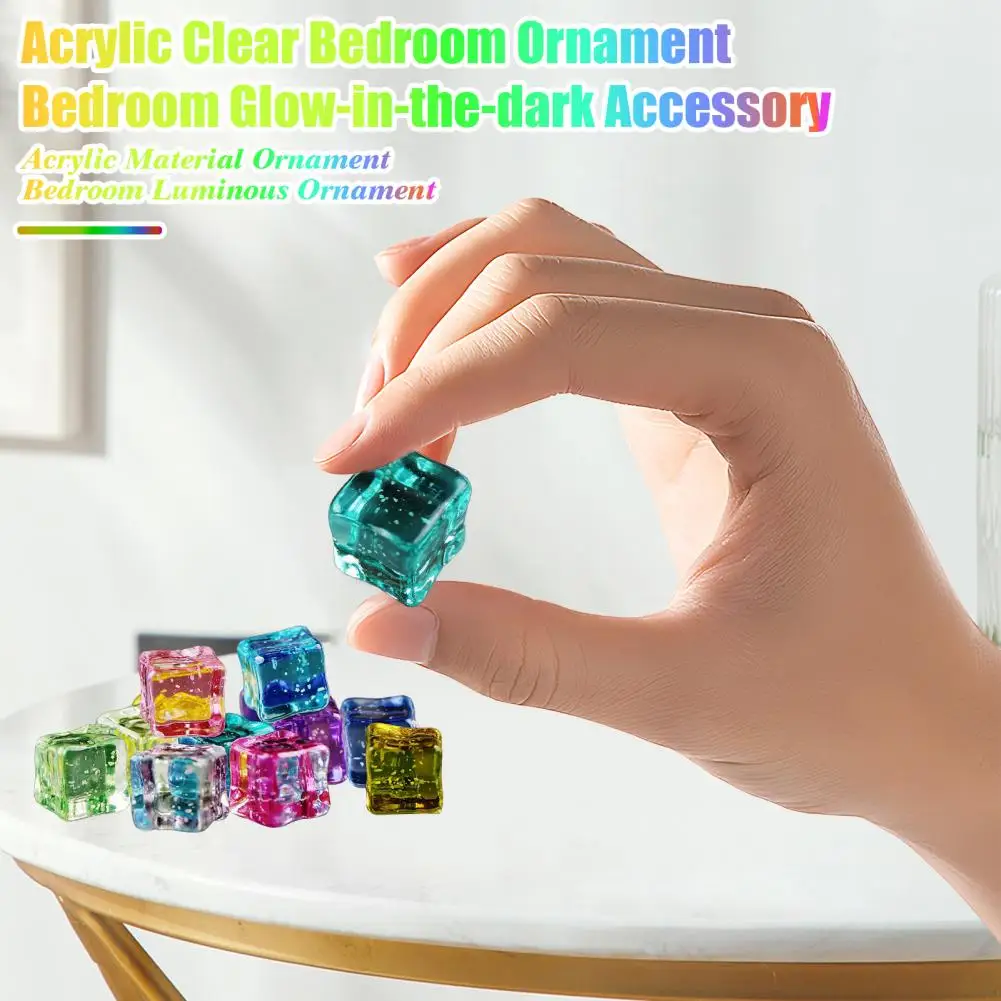 Bedroom Glow-in-the-dark Accessory Ice Cube Ornaments for Bedroom Decor Kids Bath Toy with Plants for Holiday for Christmas