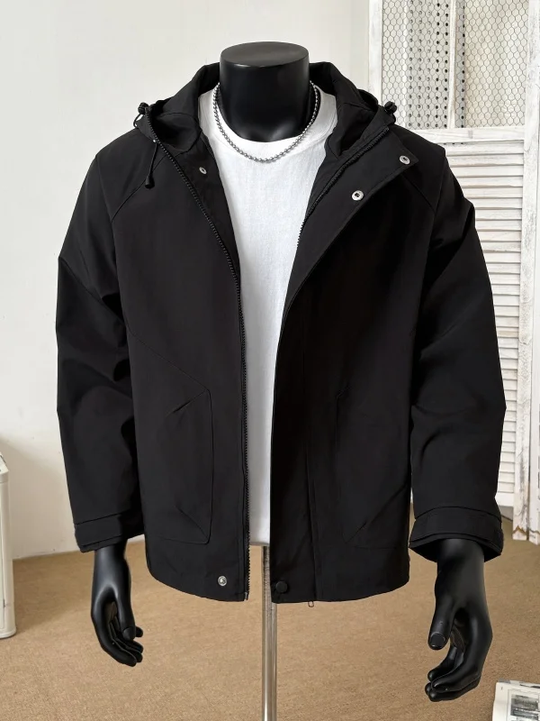 

Мужская водонепроницаемая куртка для активного отдыха, весенне-осенняя повседневная куртка с капюшоном, свободного кроя, в американском стиле, с длинными рукавами