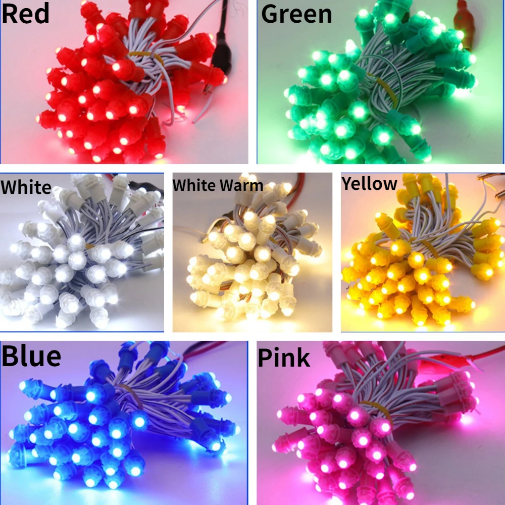 1000pcs LED Pixel Lighting  DC12V 9MM Single Color Red/Green/Blue/Yellow/White/WarmWhite Signboard Display Lamp Christmas Decor