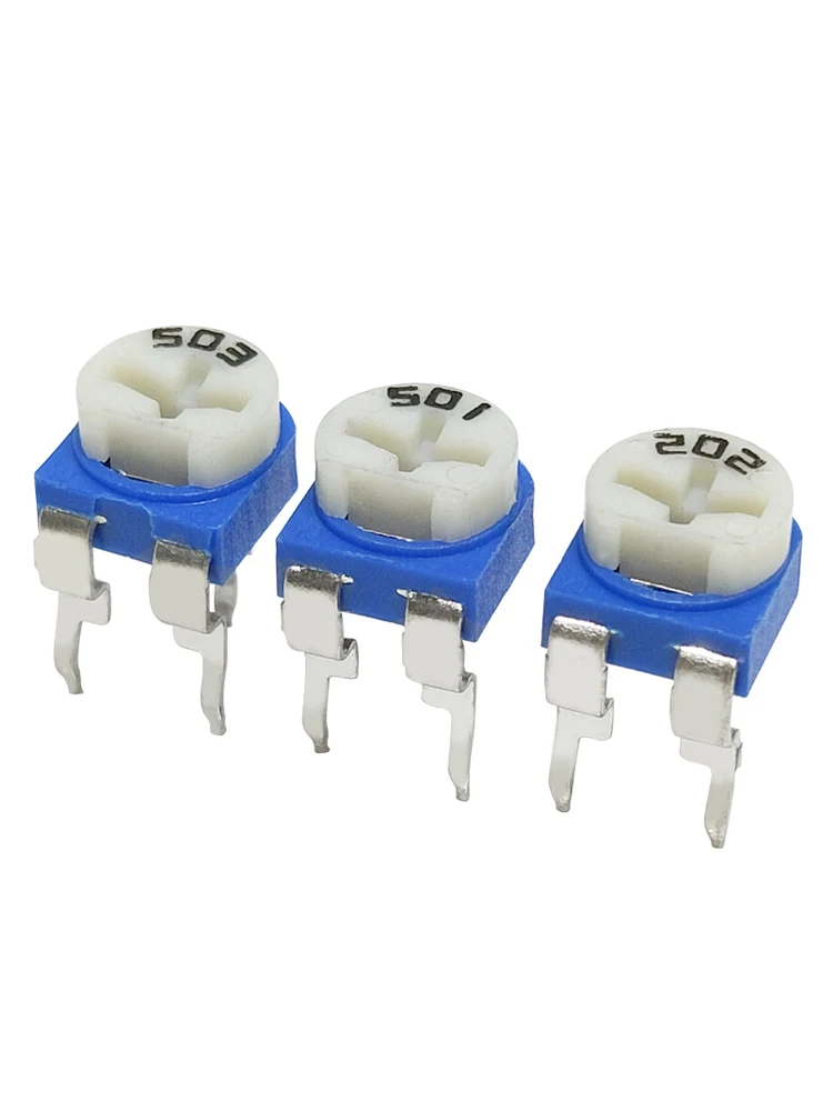 

10PCS RM065 horizontal blue white adjustable resistor potentiometer 10K/1K/20/50/100 ohms 102/103/203/104/200R/1M