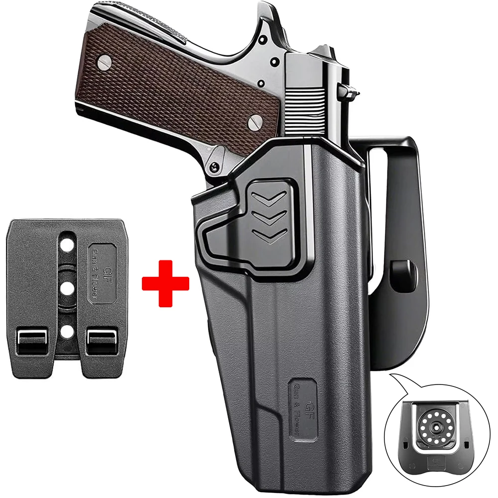 

For 1911 Colt-Elite Force-Kimber-Springfield-S&W-Ruger-Taurus Most 1911 5'' No Rail, OWB Holster,Paddle,Molle Adapter
