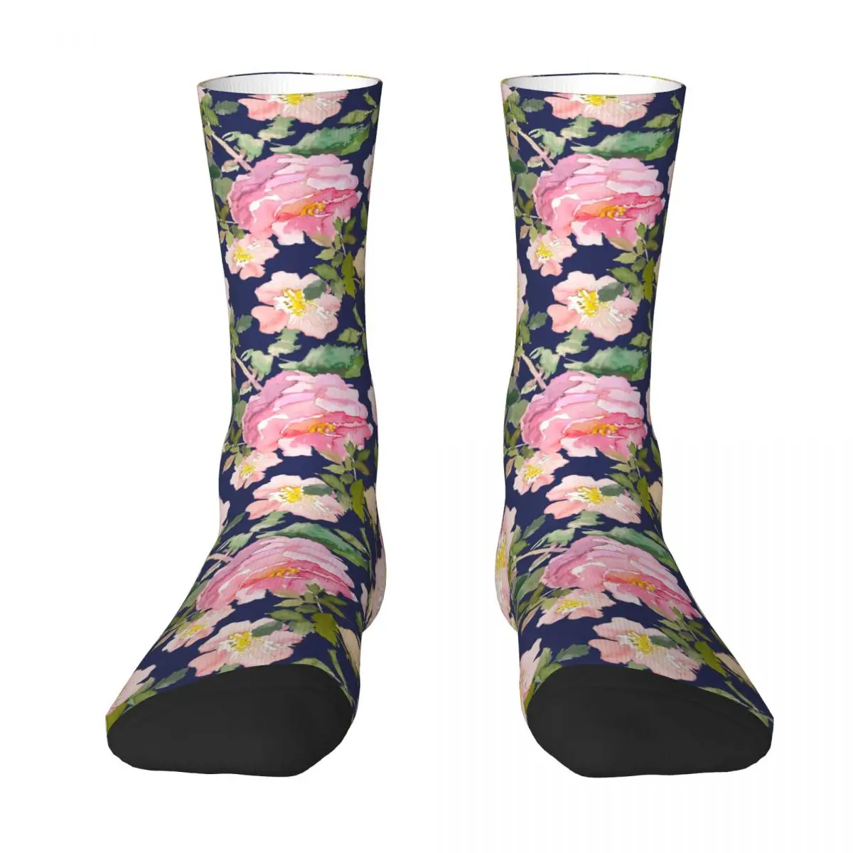 Pink Rose Flower Stockings Couple Fashion Plant Socks Soft Vintage Socks Winter Climbing Non-Slip Graphic Socks Birthday Present