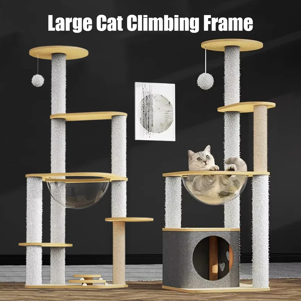 Large Cat Climbing Frame Luxury Space Capsule Kitten Villa Four Seasons Universal Cats Toys Play Sleep All-in-one Pet Supplies