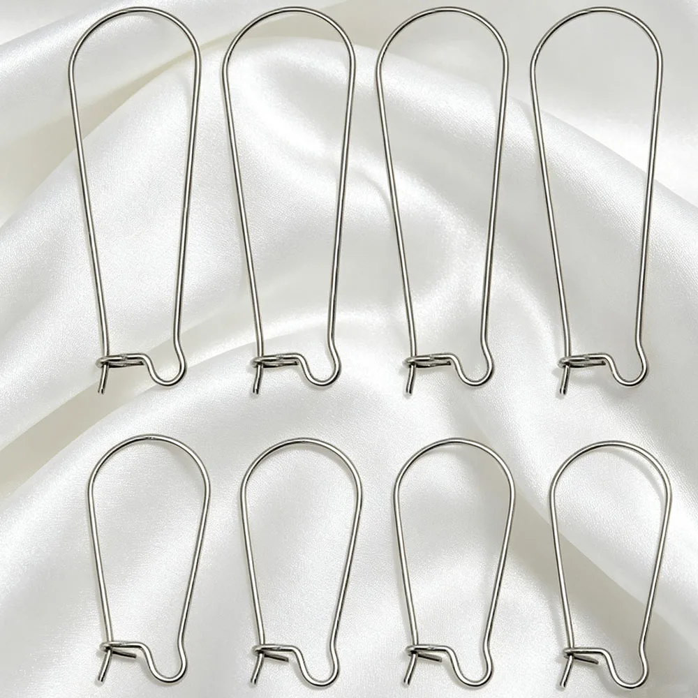 100pcs 20/25/33/38mm Stainless Steel Hypoallergenic Kidney Closable Earring Hook DIY Ear Women Jewelry Making Finding Wholesale