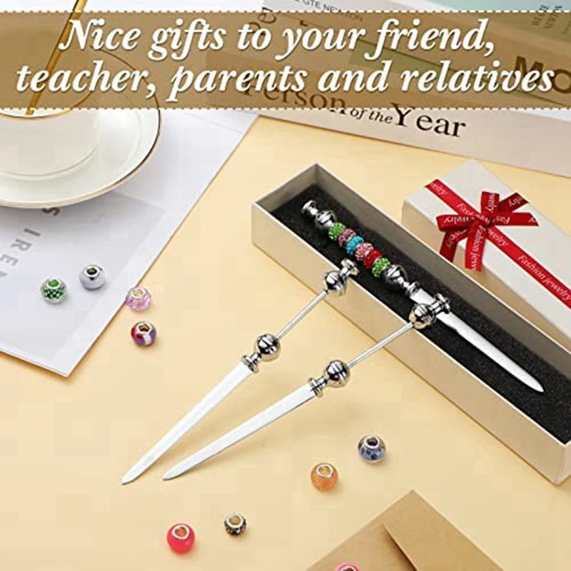 12 Pieces Letter Opener Metal Letter Opener Envelope Opener Knife Beadable Letter Opener( Not Included Beads)-AT81