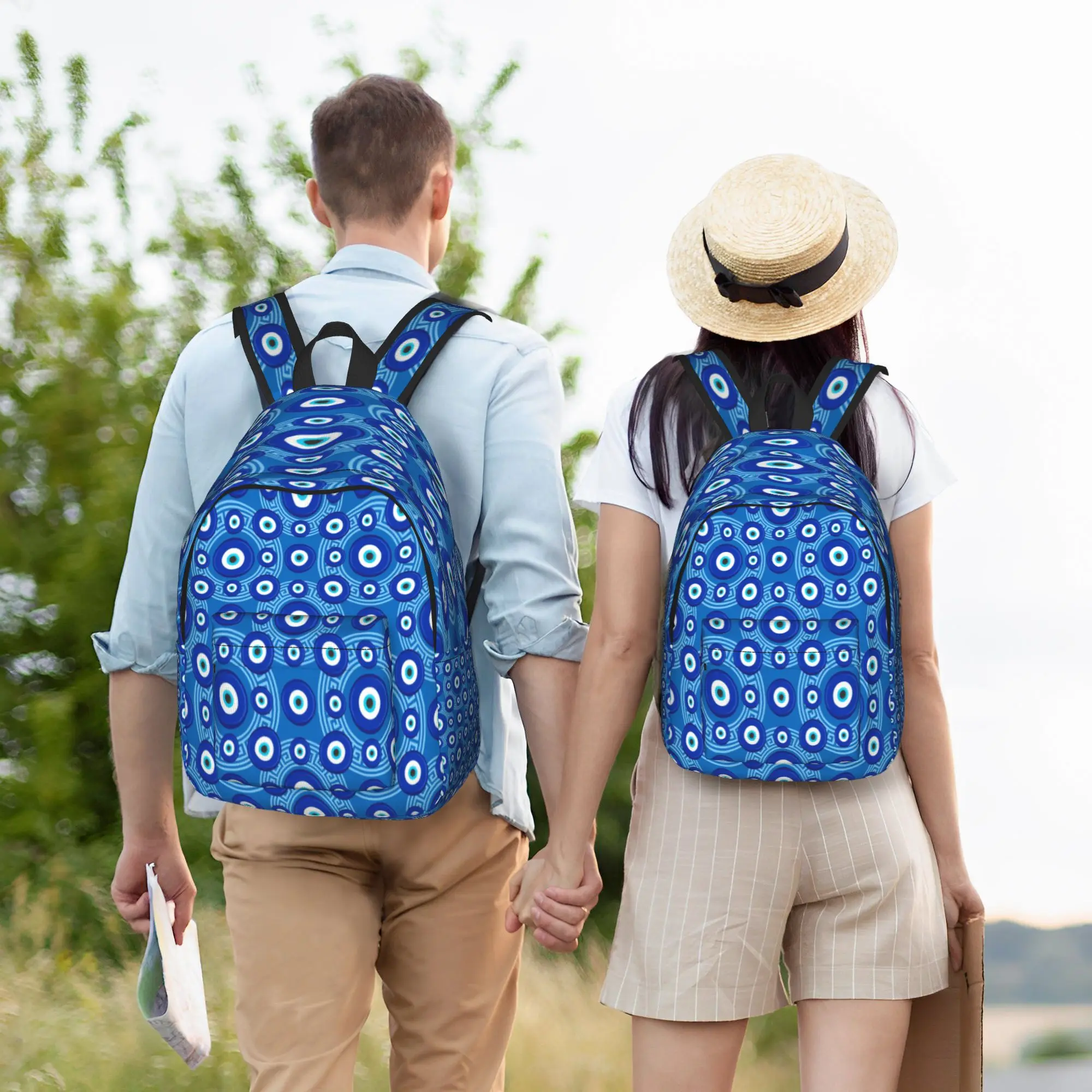 Evil Eye In Turkey And Greece Backpack  Aesthetic Backpacks Unisex Hiking Durable School Bags Custom Rucksack