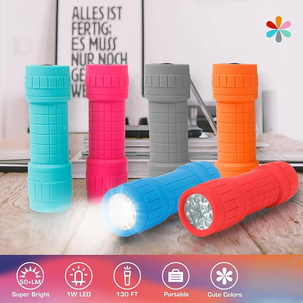 6-Pack Mini Flashlights 9-LED Flashlight Small Lightweight FLashlights with Lanyard For Camping, Wedding Favor,Holiday