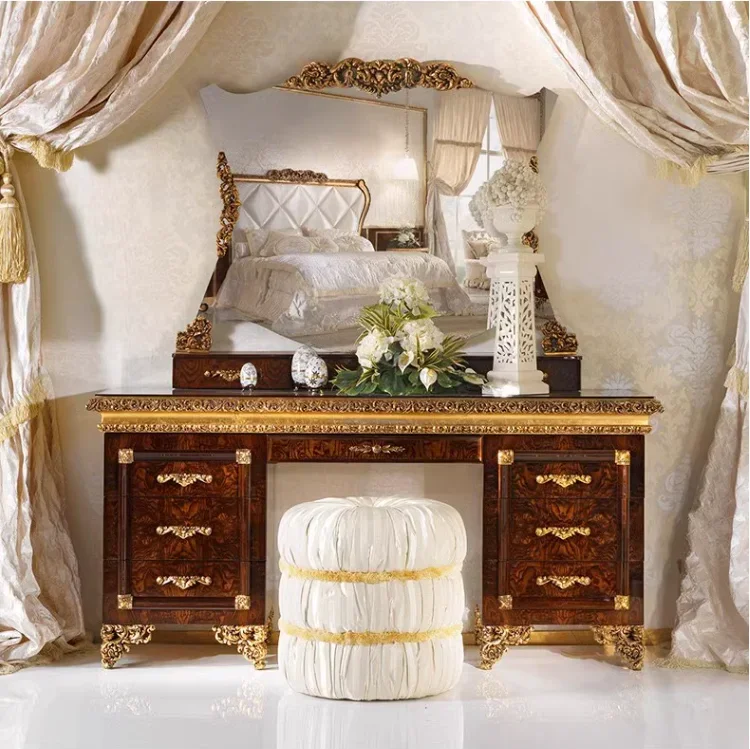 New classical dressing table American retro makeup table embossed makeup table makeup mirror combination integrated