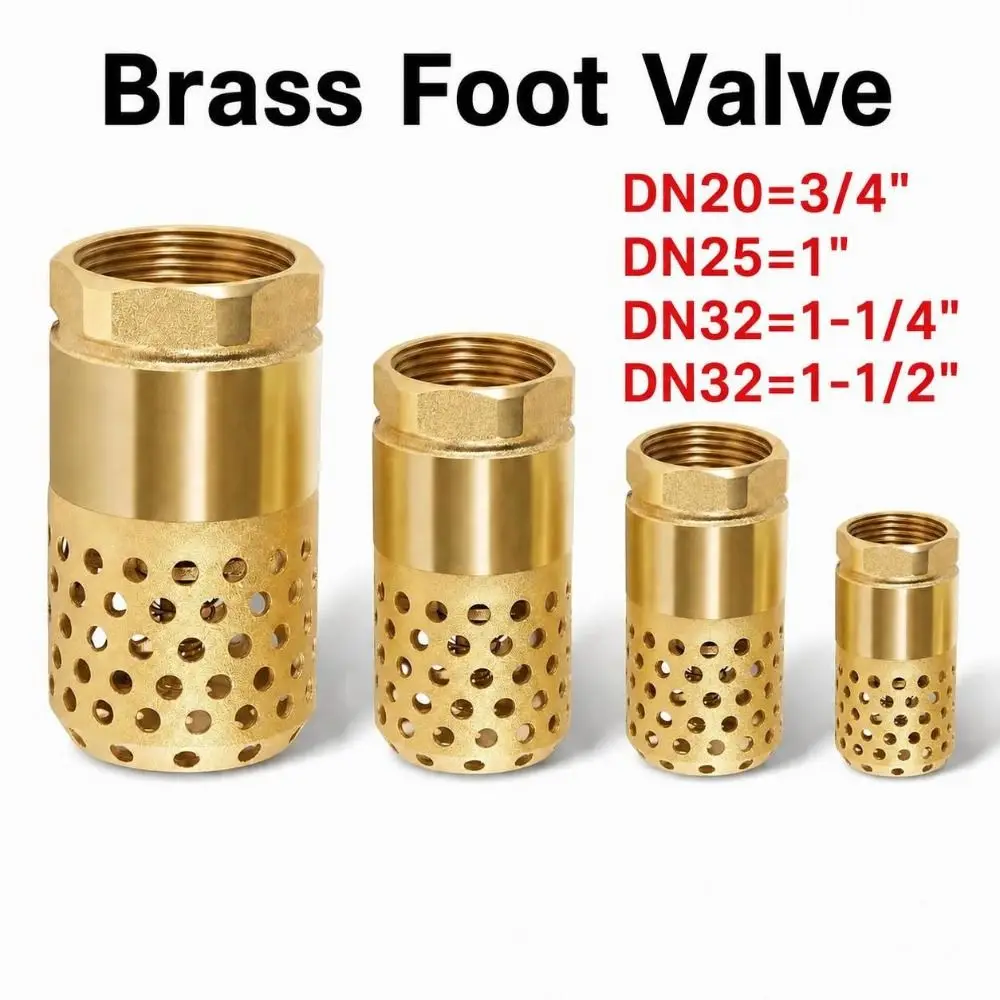 Debris Filtering Brass Body Foot Valve Female Thread Hollow Perforated Check Valve Thickened Suction Valve Water Suction System