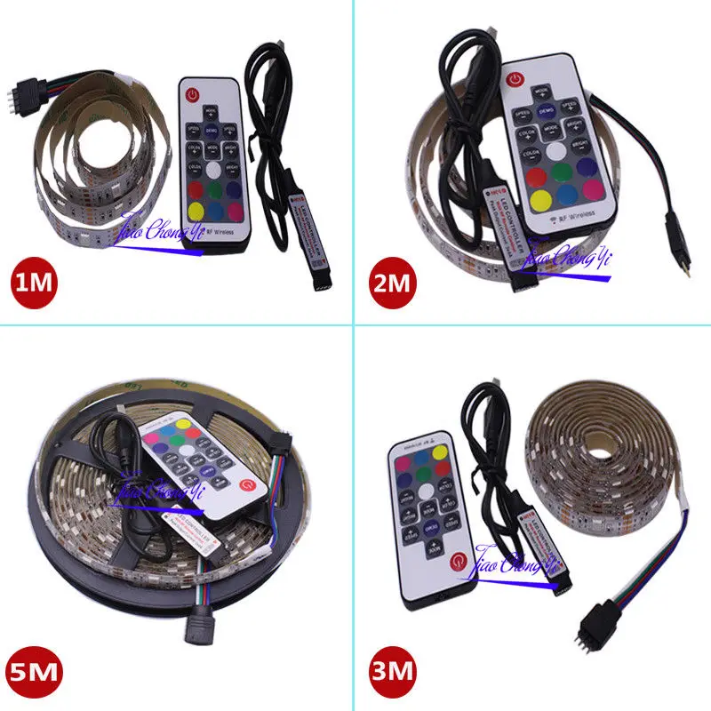 5050 LED Light Strip 2835 SMD RGB Bar TV White Lighting Kit +17Key RGB USB Remote Control DC5V