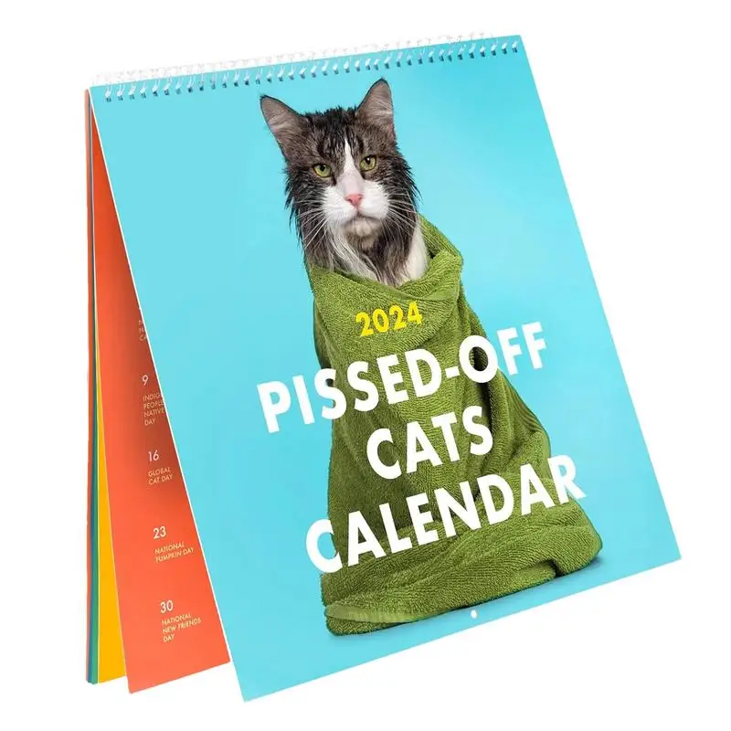 2024 Pissed-Off Cats Calendar Creative Planning Calendar Student Desktop Decoration Monthly Calendar Unique Gifts For Christmas