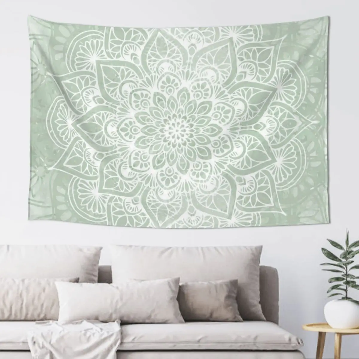 

Mandala, Yoga Love, Sage Green, Boho Art Tapestry Bedroom Decoration Aesthetic Room Decoration Room Aesthetic Decor Tapestry