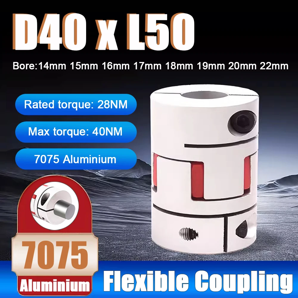 D40xL50 Jaw Shaft Coupler Spider Flexible Motor Aluminium Plum Flexible Coupling Bore 14 15 16 17 18 19 ~ 22mm Encoder Connector