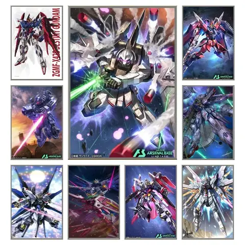 BANDAI Anime Mobile Suit Gundam Canvas poster Star Moving Wind Spirit New Free Flying Wing  Action Wall Art Picture Home Decor