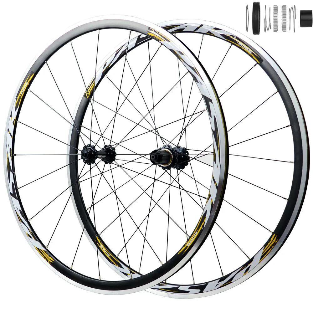 Pasak Road Bike Wheelset, Rim Brake, 700C Wheel Set, V Brake, 20h, 24 Spokes, QR 100-130mm, HG Driver, DT Ratchet, 54T, 11 Speed