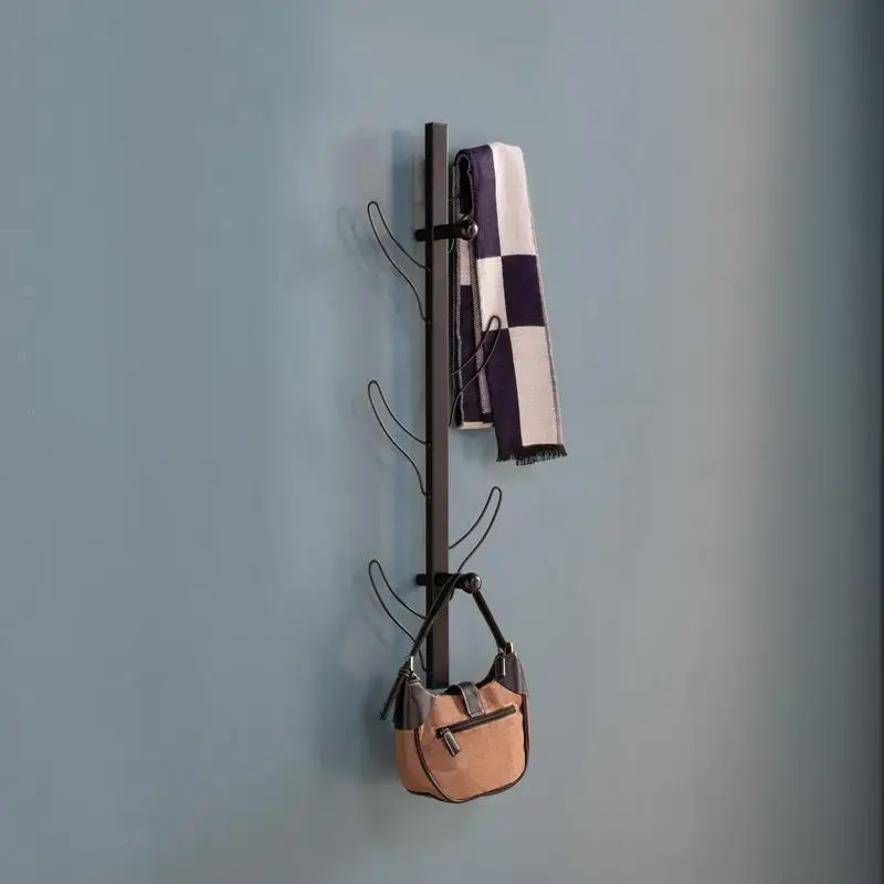 

Black Mounted Accent Coat Rack for Entryway or Bathroom Storage Solutions
