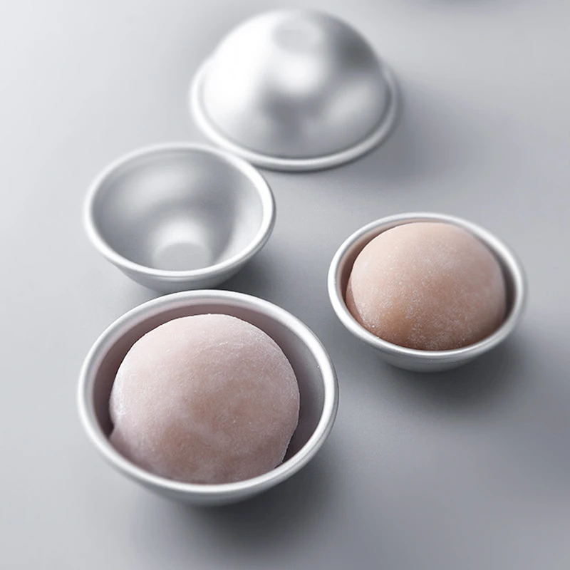 Practical Dessert Bomb Mold Pan Tin Baking Cake Pastry Mould Snowball Mochi Mold 3D Aluminum Ball