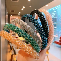 Aros para el cabello de lujo con diamantes de imitación para mujer, diademas brillantes de cristal, accesorios coreanos para el cabello para niña, bandas para el cabello con bisel, aros de moda