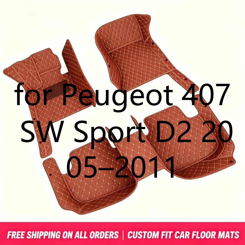 Maßgeschneiderte Autofußmatten für Peugeot 407 SW Sport D2 2005–2011 5-Sitzer, wasserdicht, rutschfest, schmutzabweisend, langlebige Lederteppiche, leicht zu reinigen, vollständige Abdeckung,