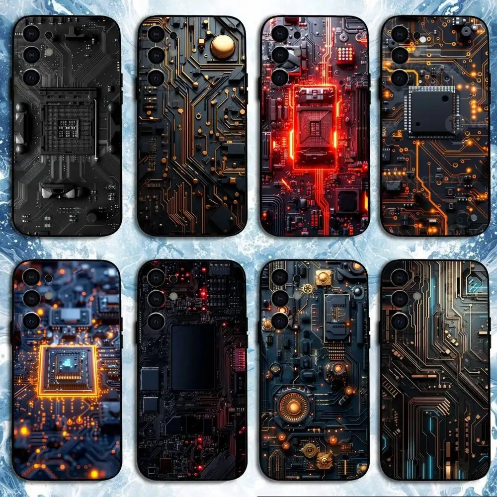 

Circuit board technology ai Phone Case For Samsung S25,S24,S23,S22,S21,S20,Plus,Fe,Lite,Others Black Cover