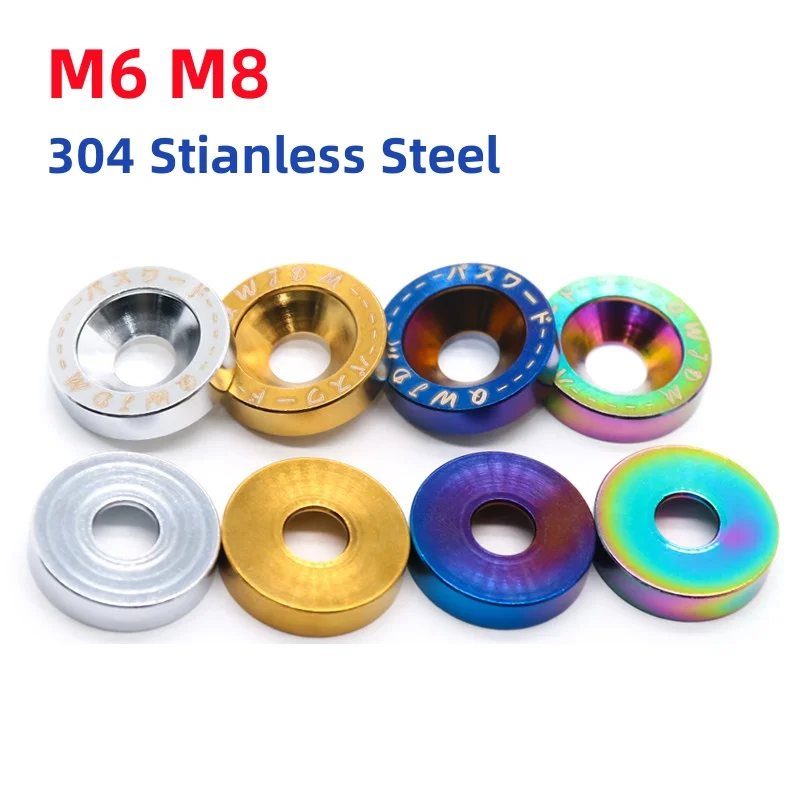 M6 M8 304 Stianless Steel JDM Fender Washers Car Modification Gasket Screw Fender Bumper Engine Concave Screws Hex Fastener