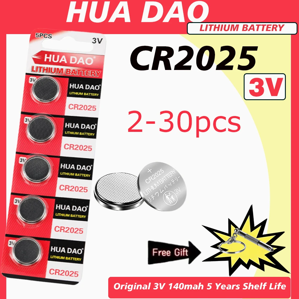 3V CR2025 Lithium Button Battery DL2025 BR2025 5003LC LM2025 CR 2025 Coin Cell Watch Batteries for Toys Clock Compute