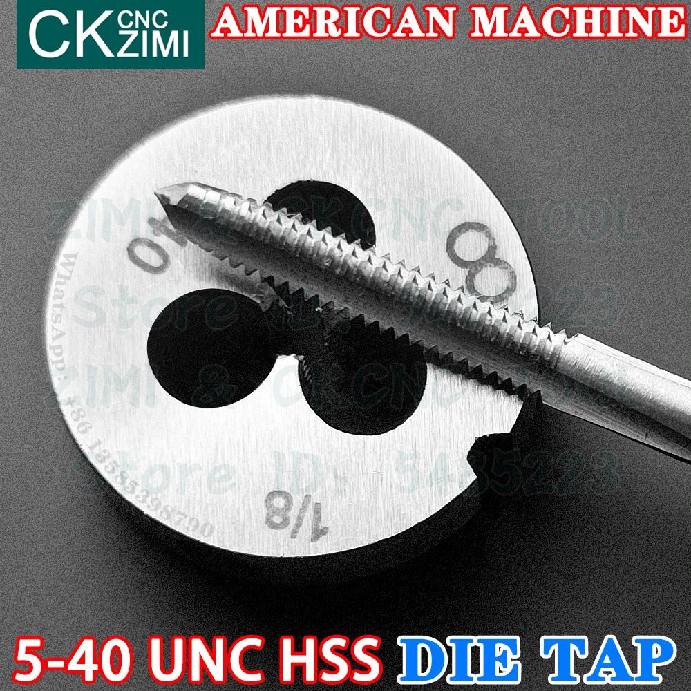 5-40UNC 5-40 UNC HSS مستقيم مقبض الأمريكية القياسية آلة يموت الحنفية عالية السرعة أسلاك الفولاذ التنصت على الحفر جولة يموت المعادن