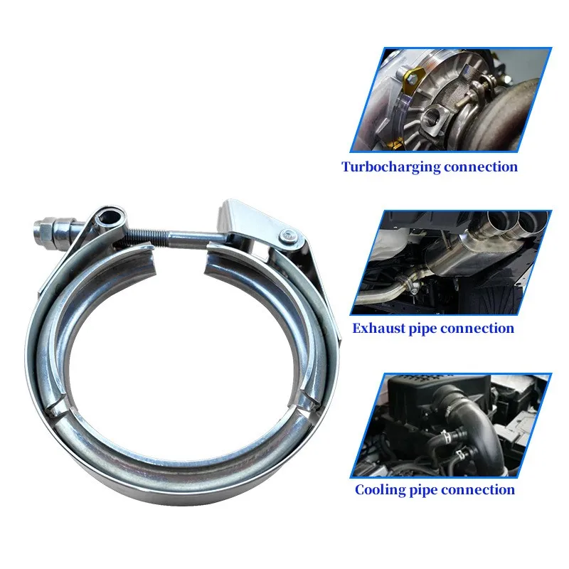 Stainless Steel 304 Quick Release V Band Clamp With Male Female Flange Exhaust Pipe Clamp Kit 1.5 Inch-6 Inch 38mm-152mm for Car