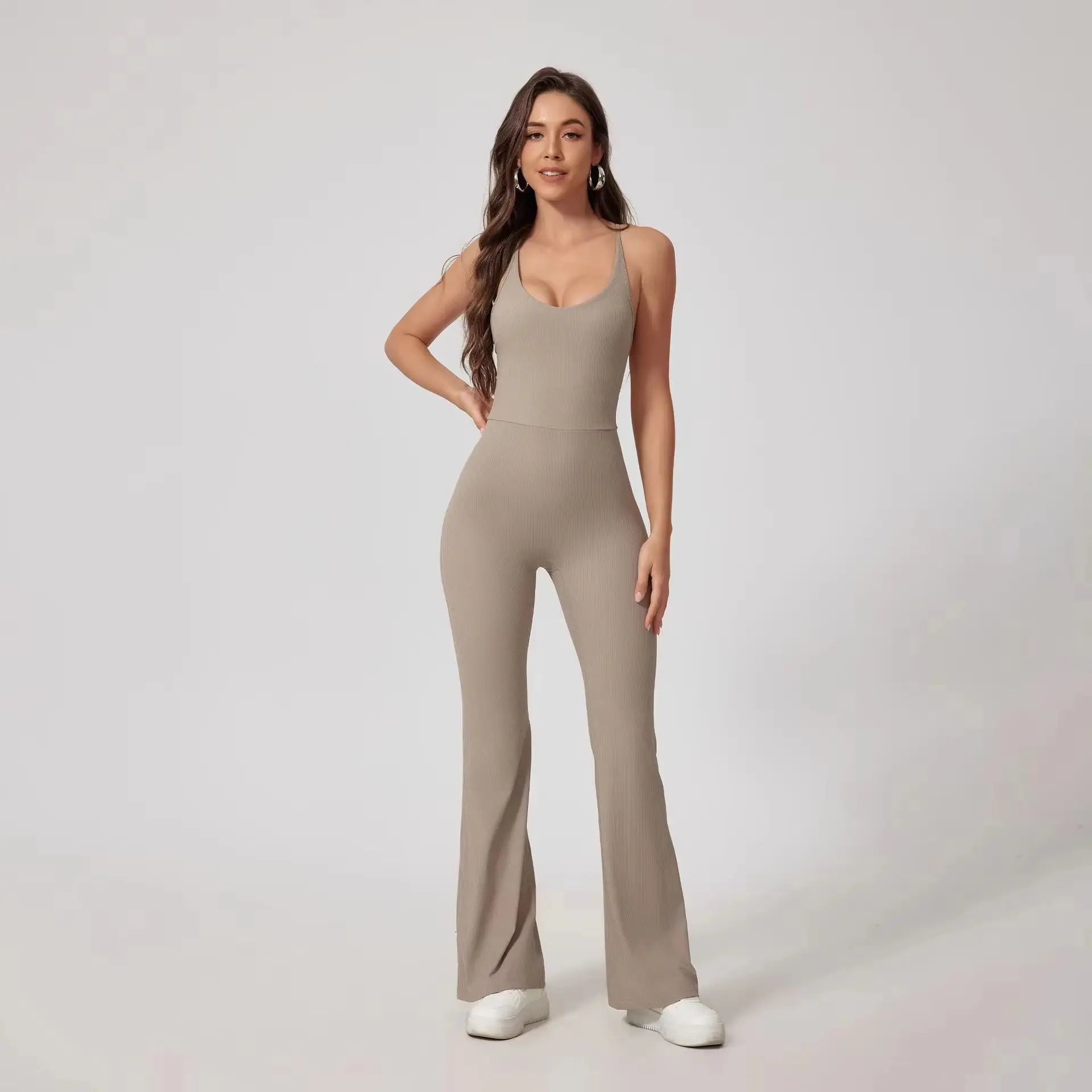 Yoga Set V Back Jumpsuit Women Sports One-piece Suit Yoga Clothing Backless Sportswear Women Sleeveles Workout Overalls Female