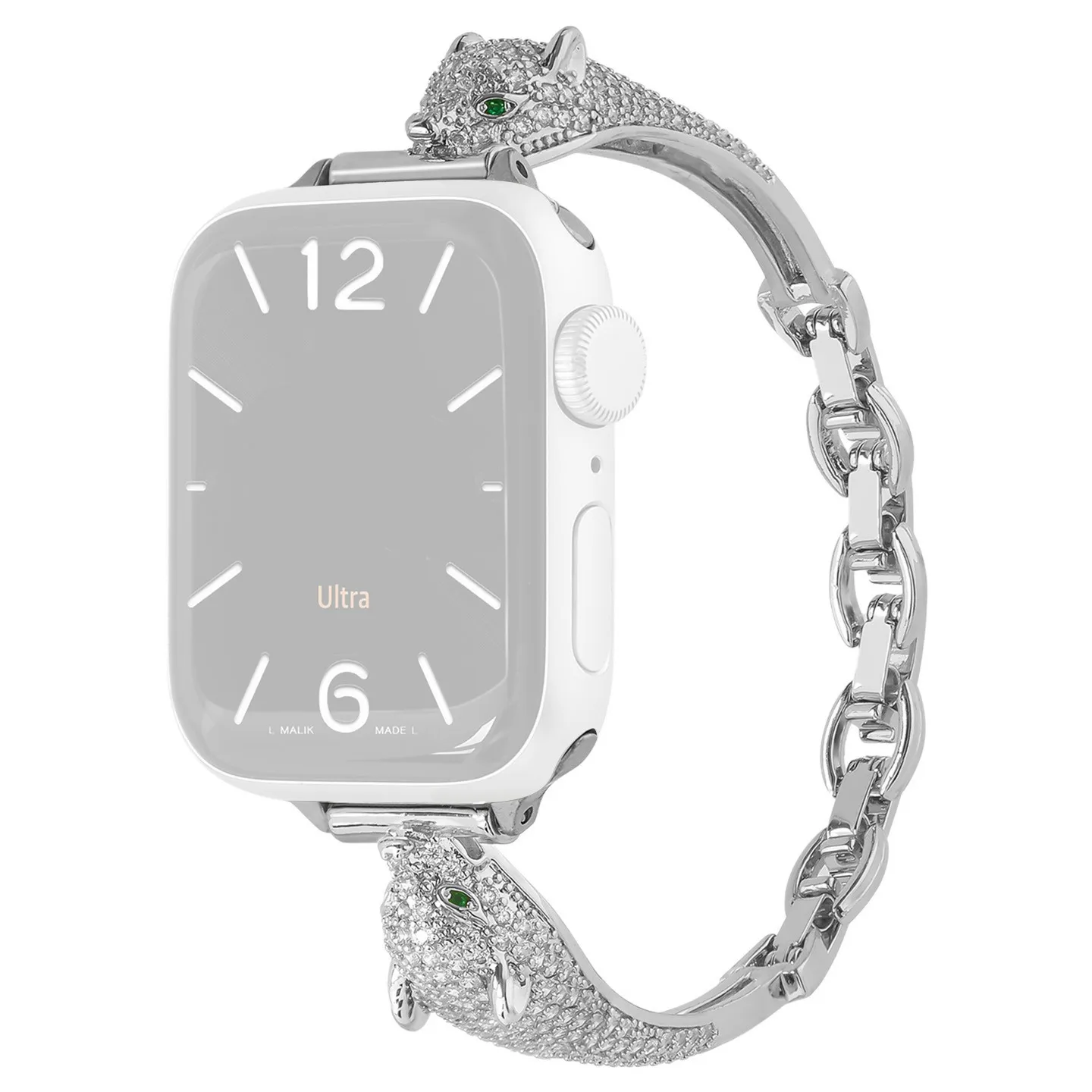 

Ремешок для часов Apple Watch Series 11 10 42 мм / 9 8 7 41 мм / SE3 SE2 SE 6 5 4 40 мм / 3 2 1 38 мм Медь + Циркон Леопардовая головка Stra