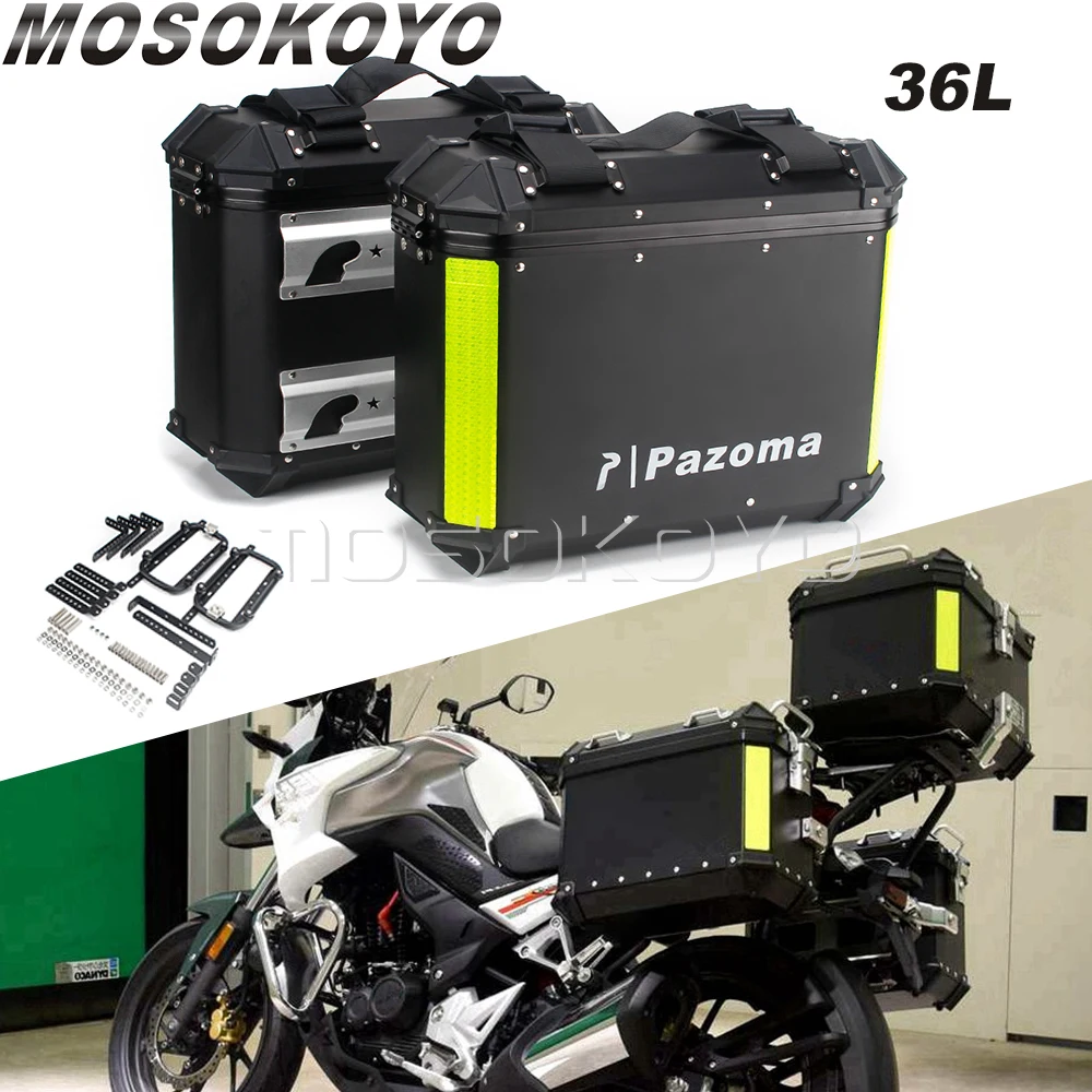 

Universal 36L Side Boxes Luggage Pannier Cargo w/ Quick Release Mounting Bracket Kit For BMW R1200GS F800GS Honda Suzuki Ducati