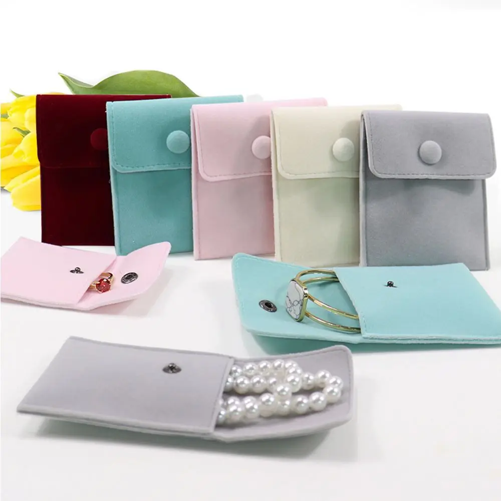 

Gift Jewelry Packaging Bag Snap Velvet Necklace Wrapping Bag Earrings Ring Portable Dust Protect Storage Pouch