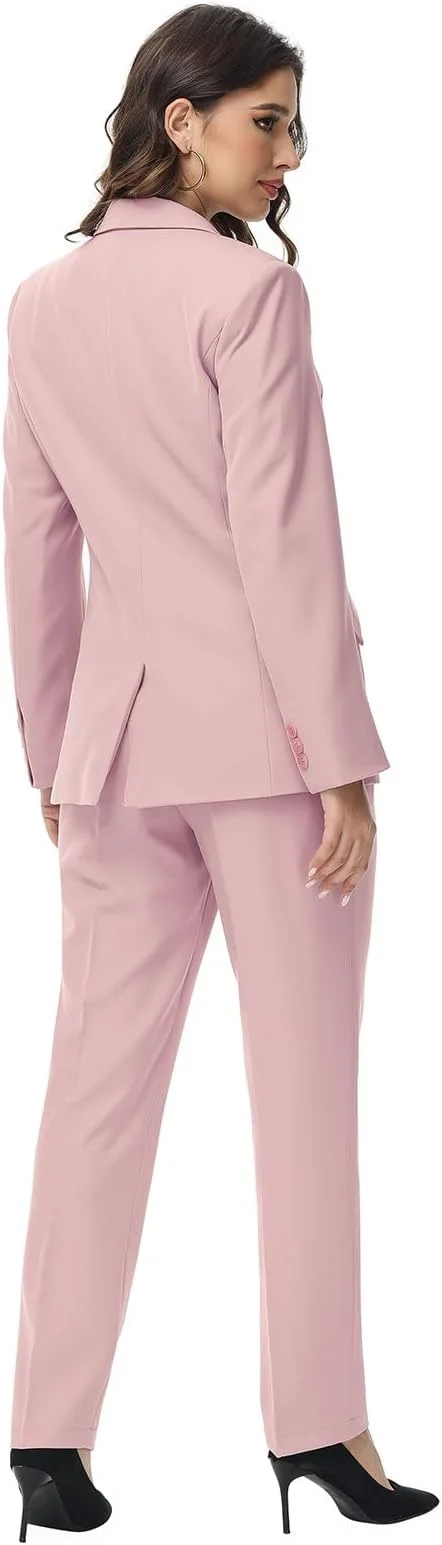 Tesco بدلة نسائية مخصصة مكونة من قطعتين مجموعة زر واحد للسيدات الأعمال الرسمية الذروة التلبيب السترة والسراويل لسيدة المكتب