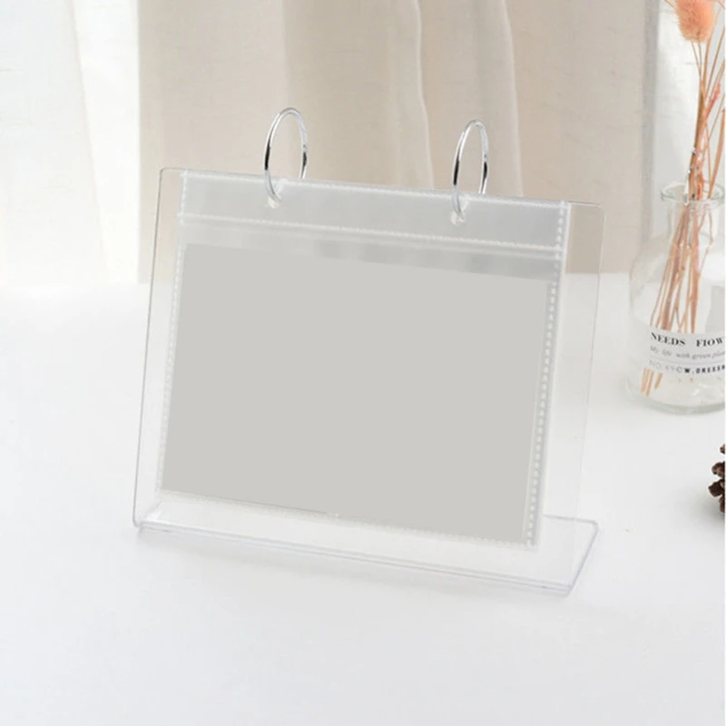 Tabletop Flip Photo Frame Photo Album 68 Pockets Desk Calendar Album Mini Poster Frame Acrylic Display Sign Holder