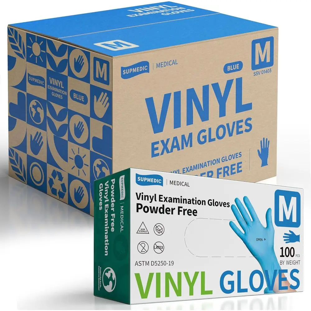 

Одноразовые виниловые перчатки для осмотра, 4 мил, без пудры, без латекса, пищевые, для приготовления пищи, уборки, медицинские, синие, 100 и 1000 шт.