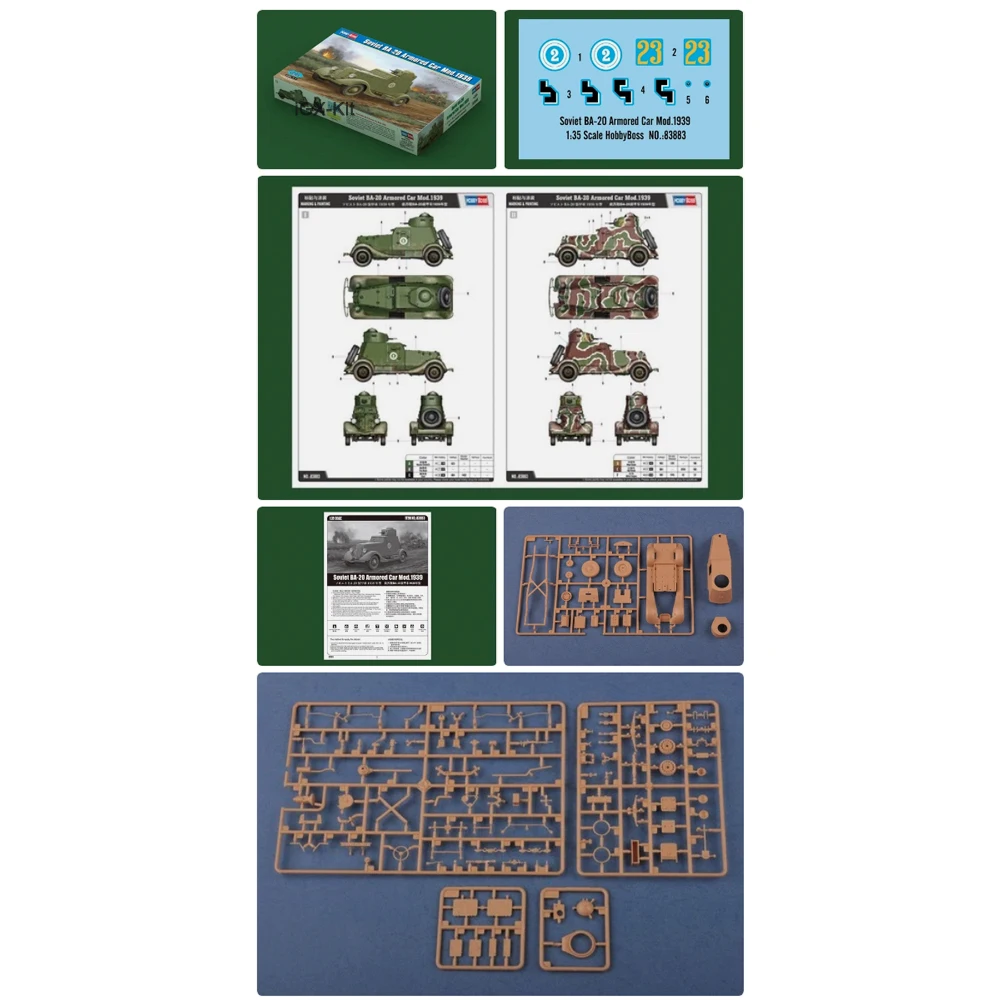 

Hobbyboss 83883 1/35 Scale Soviet Ba20 Ba-20 Armored Car Vehicle Mod1939 Handicraft Hobby Craft Toy Plastic Assembly Model Kit