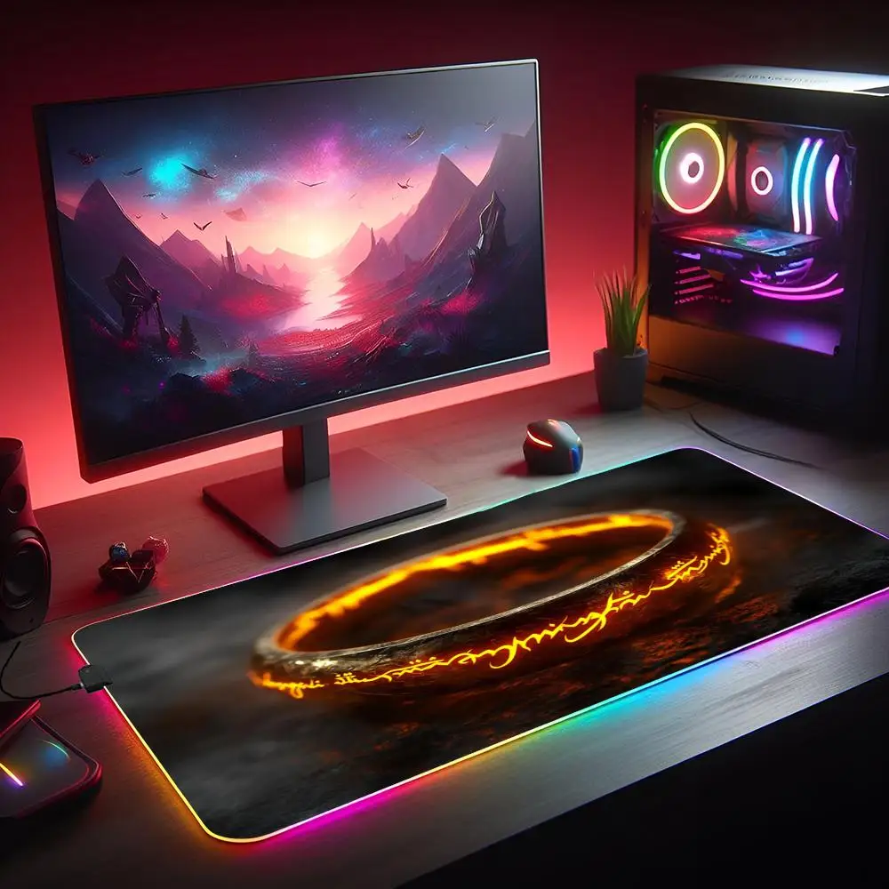 RGB Mauspad Magic Ring Design Gaming Matte Gummi Anti-Rutsch-Schreibtischmatte LED Glow Gaming Tastatur Mauspad Gamer PC Zubehör