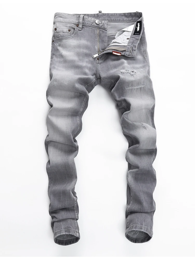 

Рваные узкие джинсы American High Street Sle, мужские джинсовые брюки Faion, городская одежда, молодежная повседневная одежда, микрострейч