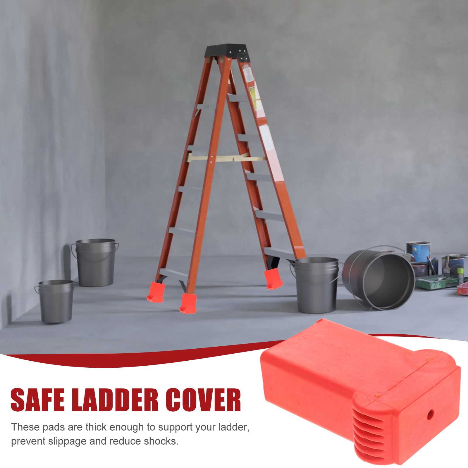 

6pcs Ladder Feet Pads Non-Skid Rubber Protector For Step Ladder Legs Cover Durable Anti-Slip Mat Replacement Parts Building Tool