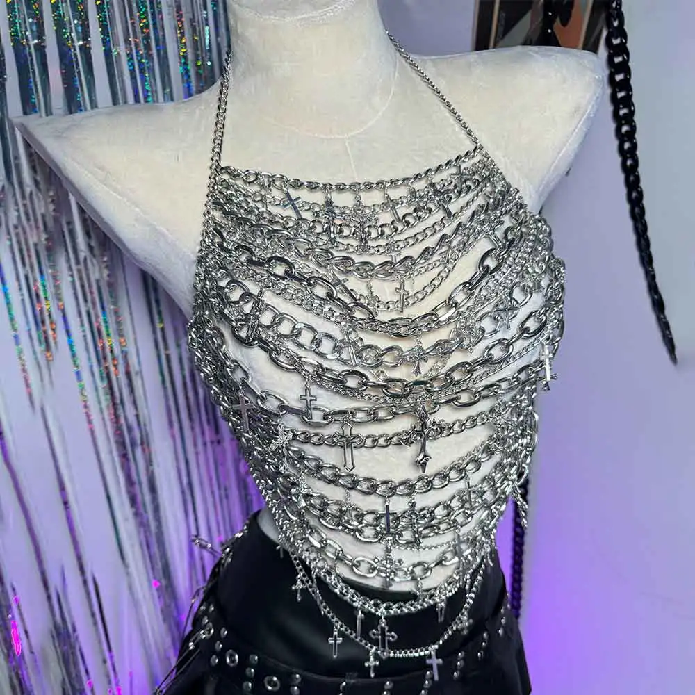 

Punk Rock Hand Made Y2K TOPS DIY E-Girls Kawaii Grunge Digital Pin Chain Emo Gothic Teen Goth Harajuku Fairy Vintage 90s Eco