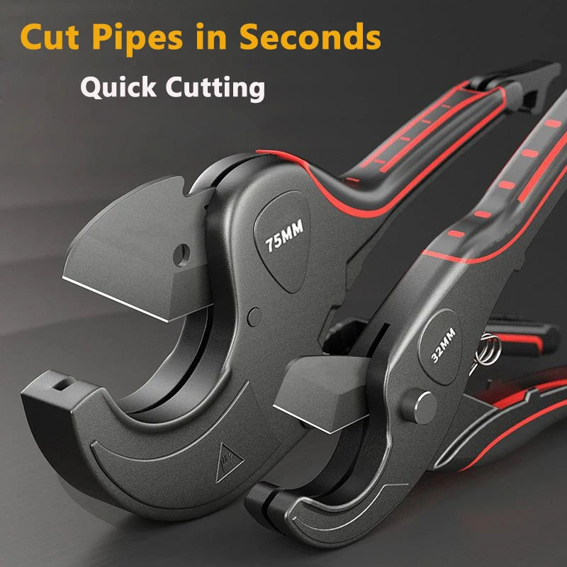 Quick Pipe Cutter Scissors Hose Conduit Cutting Pliers Scissors PPR/PE/PVC Pipe Portable Cutter 32mm/42mm/63mm/75mm Hand Tools
