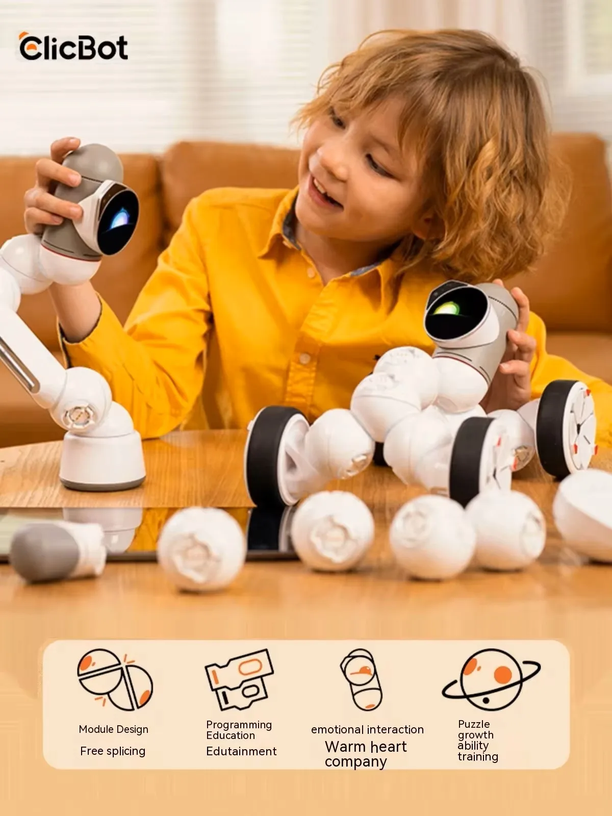 Clicbot Robot Building Block Programming Ai Smart Robots Intellectual Desktop Toy Module Robot Advanced Version Set Pet Toys