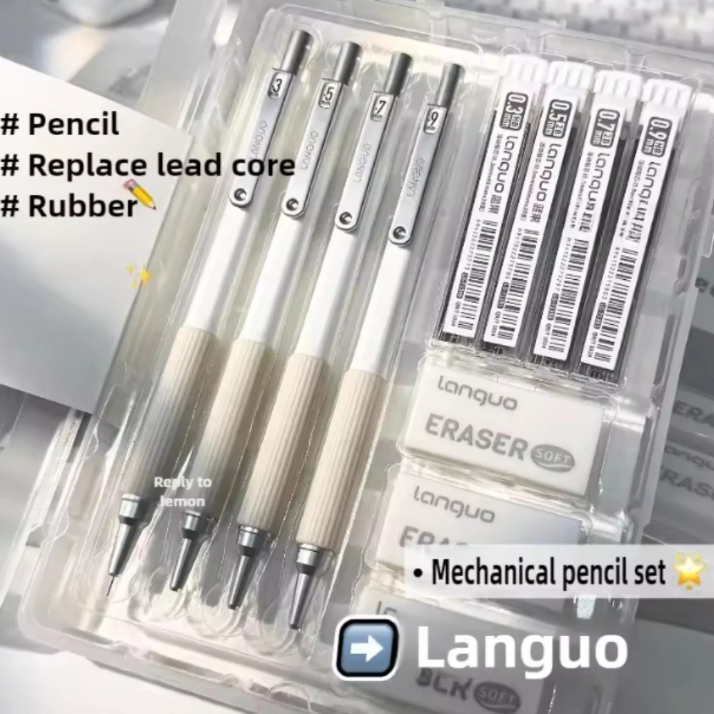 

Metal Mechanical Pencil Set with 80PCS Leads Refills Case For Sketching Manga Drafting Writing Professional Art Drawing Supplies