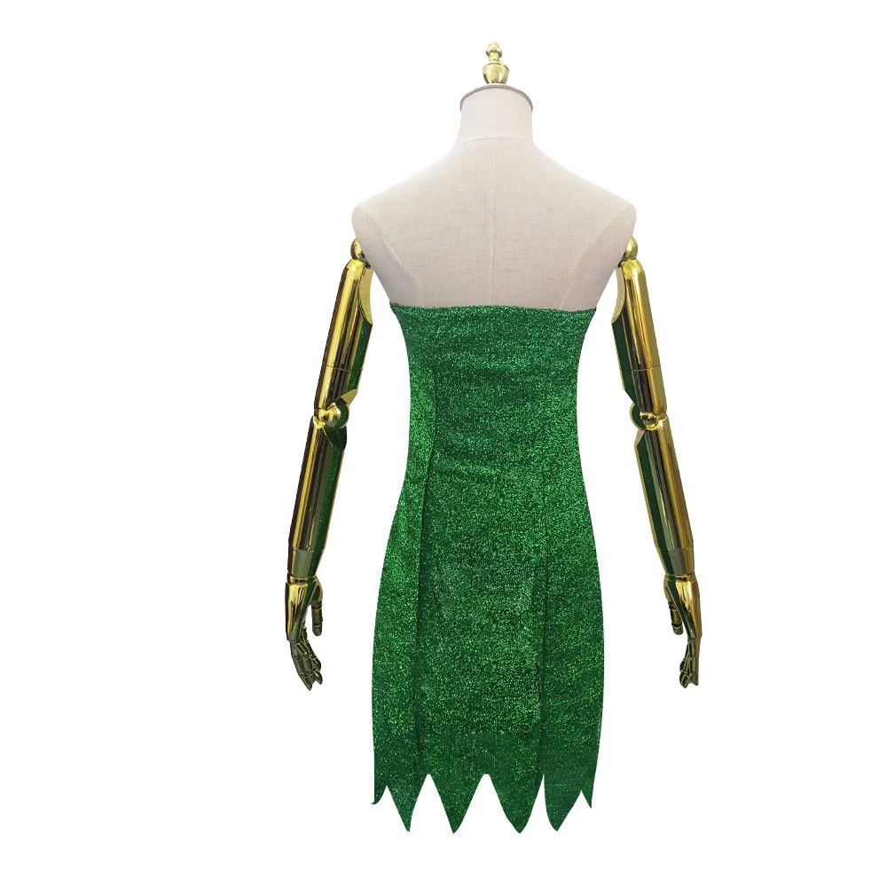 Anime Elf Cosplay Costume Tinker Bell Women Sexy Green Tube Dress Wig Tinker Bell Halloween Carnival Party Role Playing Clothing