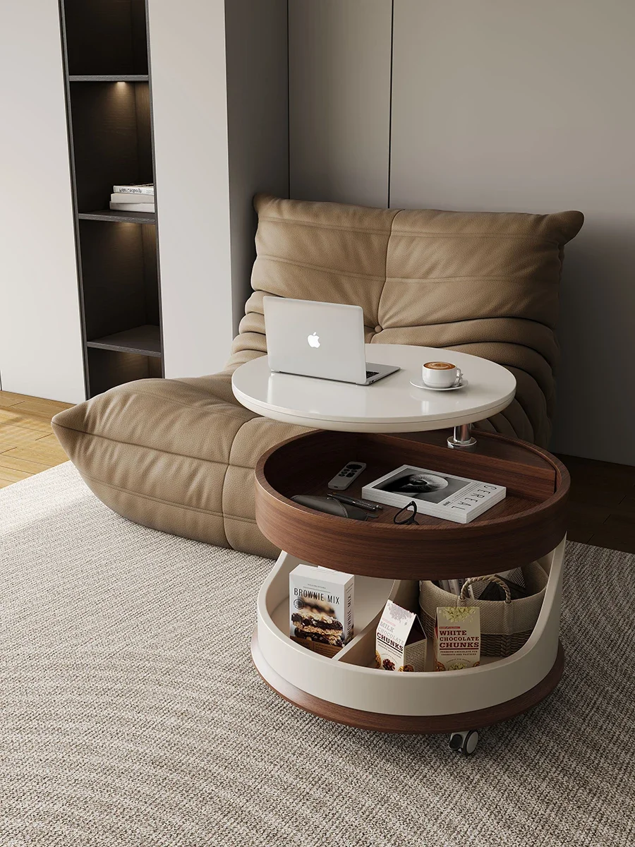 Coffee table living room movable modern simple household small apartment solid wood lifting storage trolley sofa side table