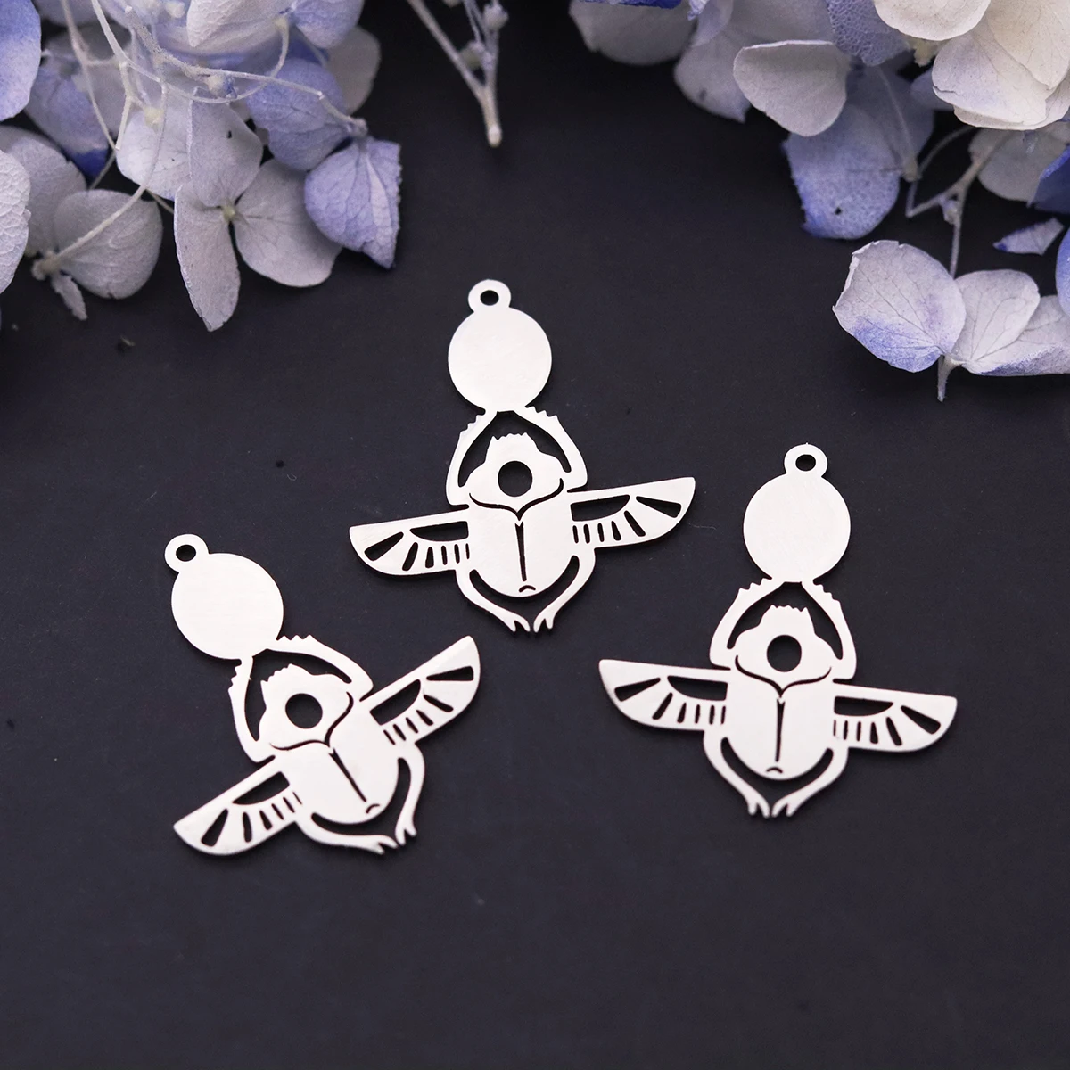 3Pcs Stainless Steel Sacred Scarab Beetle Charms Pendant for Jewelry Making DIY Bracelet Necklace Ethnic Vintage Accessories