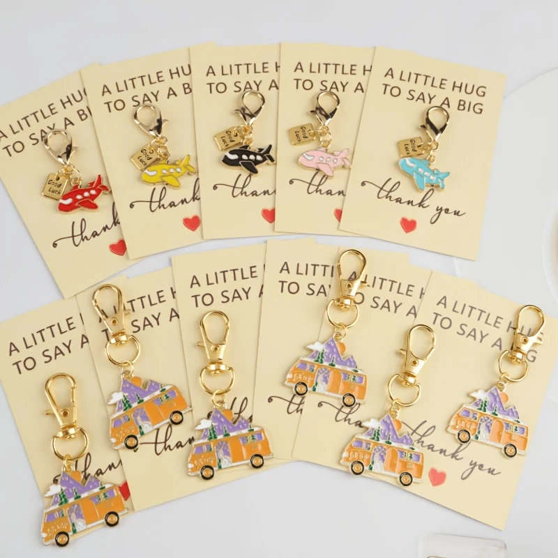 5/10pcs Interesting Travel Series Keychain Set Accompanying thank-you card Actively support gifts