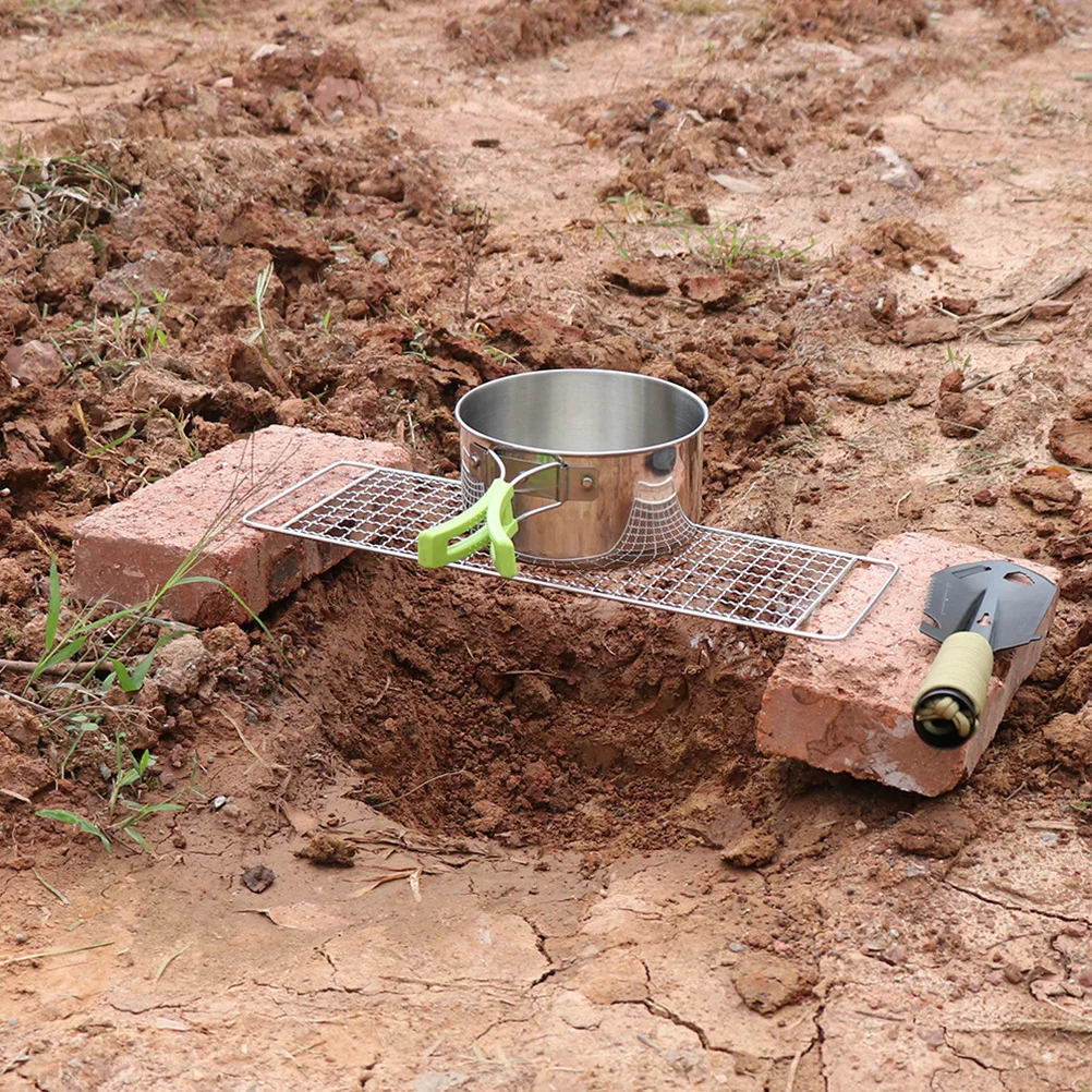 

Stainless Steel Grill Portable Bbq Rack for Outdoor Camping Picnic Balcony Use Heat-Resistant Easy to Clean Cooking Pot Stand